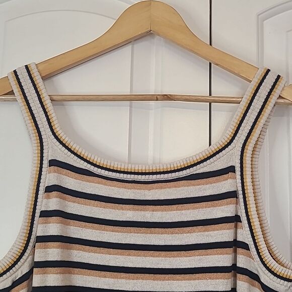 Nic+Zoe Vital Striped Sweater Tank Cream, Black, Mustard, Tan Size L - Picture 8 of 15